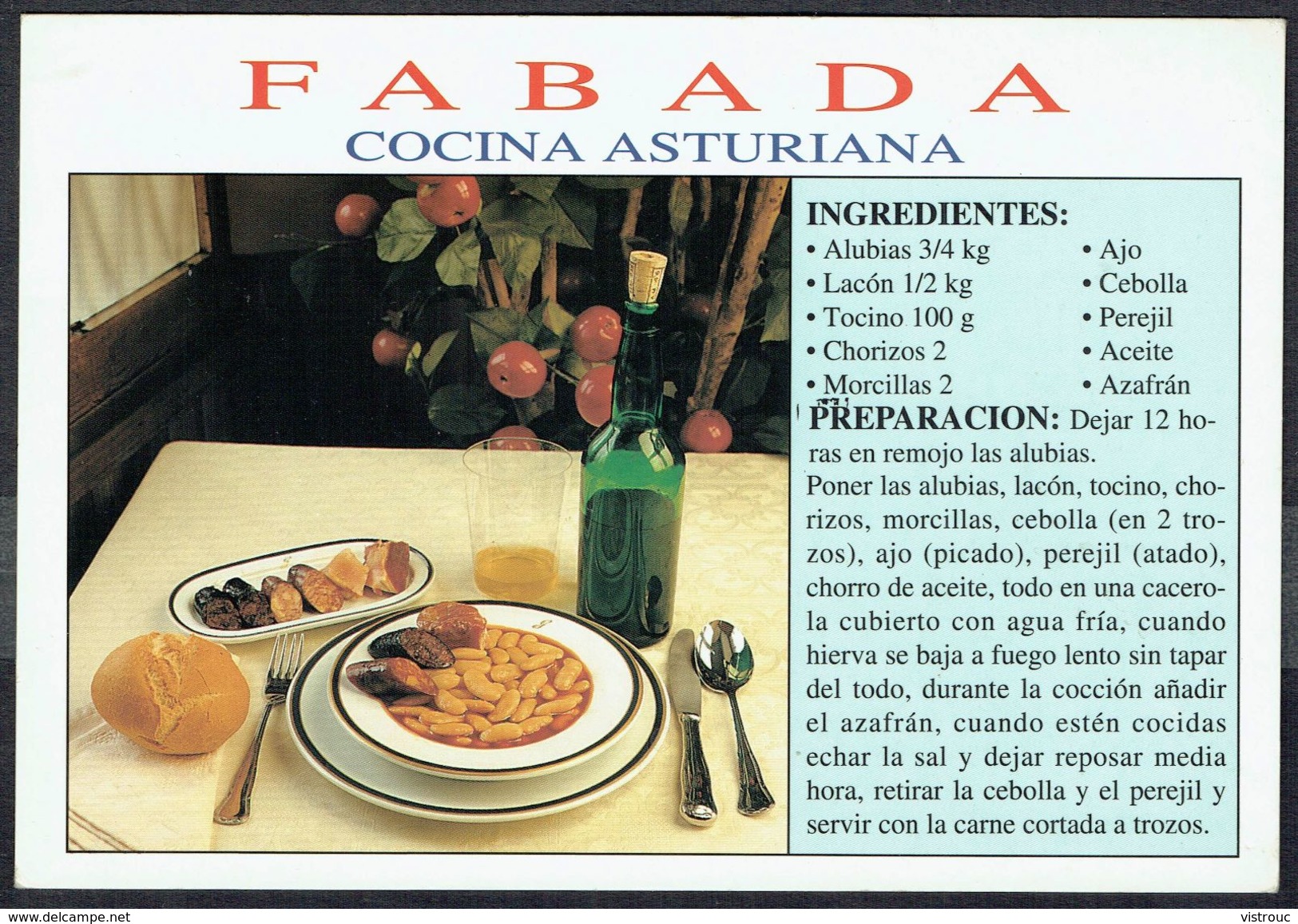 La Fabada - Cuisine Espagnole - Asturies - Non Circulé  - Not Circulated - Nicht Gelaufen. - Recipes (cooking)