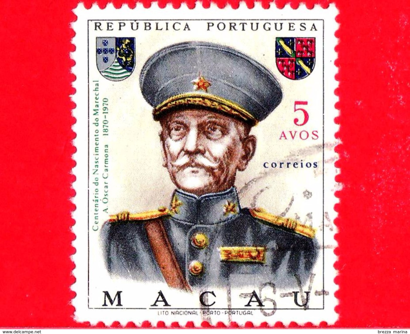 MACAO - Usato - 1970 - Centenario Della Nascita Del Maresciallo Carmona - 5 - Used Stamps