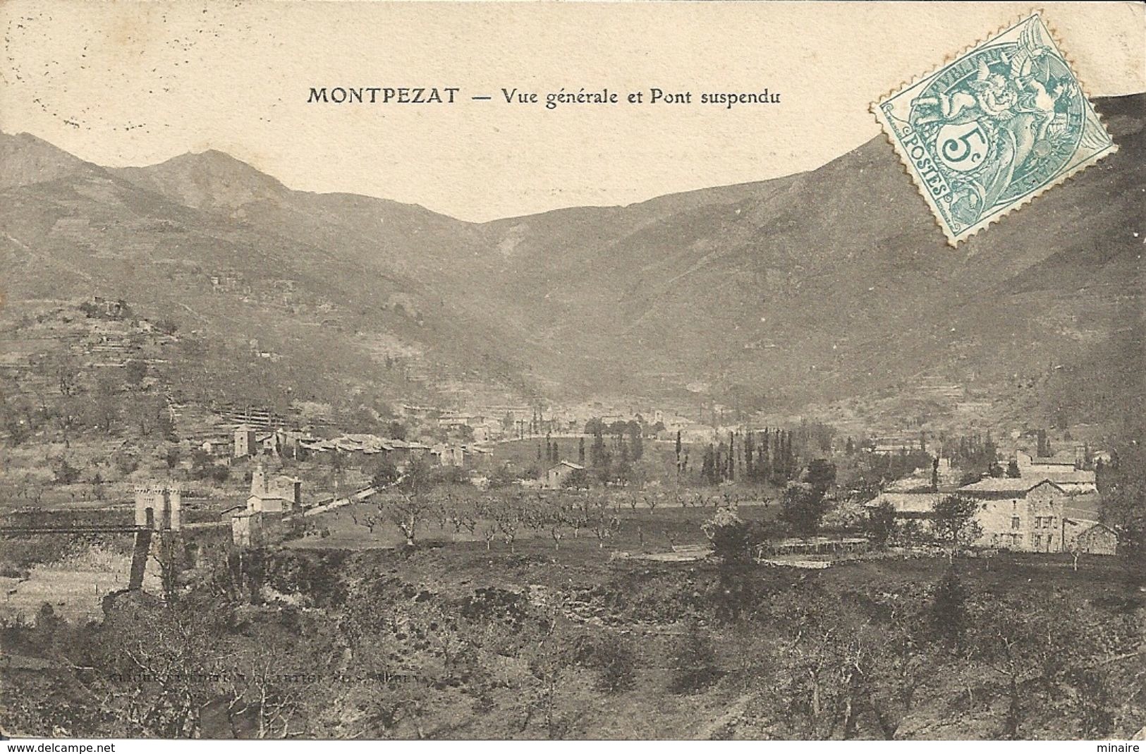 MONTPEZAT Vue Générale Et Pont Suspendu -1905- - Autres & Non Classés