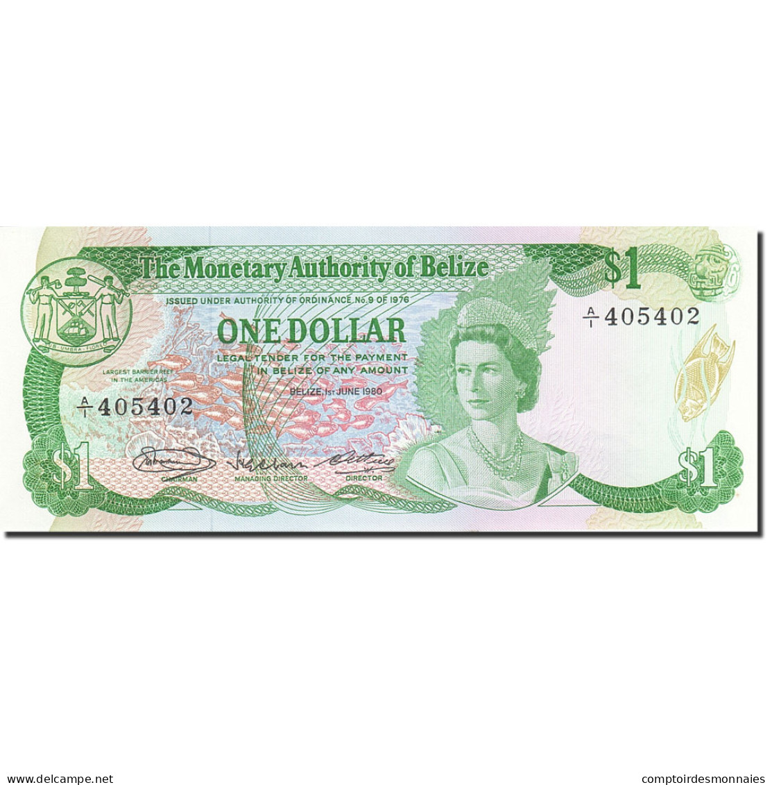 Billet, Belize, 1 Dollar, 1980, 1980-06-01, KM:38a, SPL - Belize