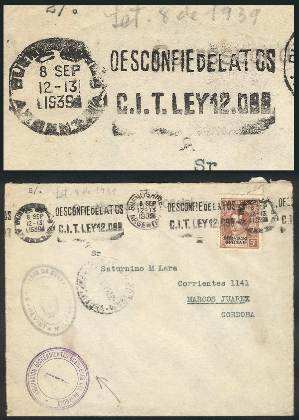 TOPIC MEDICINE "Cover Used In Argentina On 8/SE/1939, Sent By The ""Associatio - Médecine