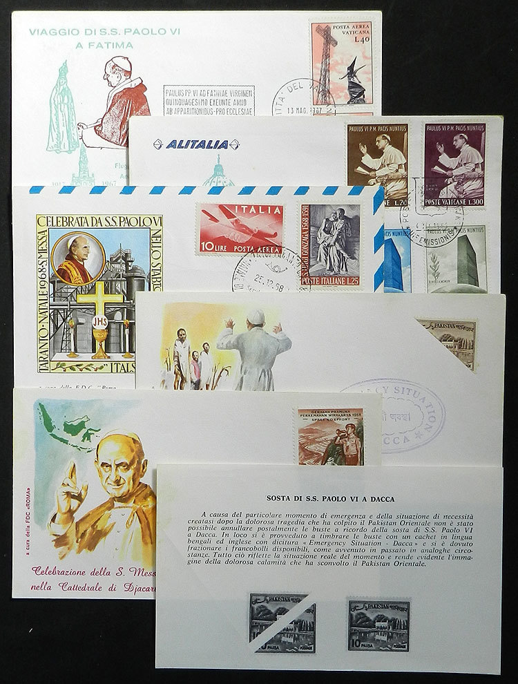 TOPIC RELIGION TRIPS OF POPE PAOLO VI: Lot Of 15 Covers Commemorating Varied Tr - Otros & Sin Clasificación