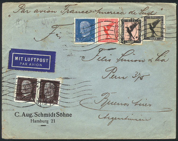 GERMANY Airmail Cover Sent From Hamburg To Buenos Aires On 27/JUN/1930 By AIR F - Andere & Zonder Classificatie