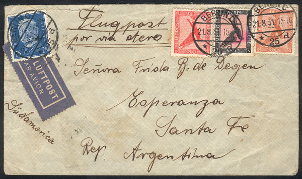 GERMANY Airmail Cover Sent From Berlin To Argentina On 21/AU/1931 By Air France - Autres & Non Classés