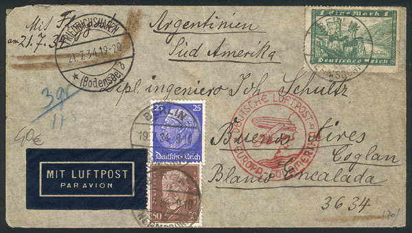 GERMANY Cover Flown By ZEPPELIN, Sent From Berlin To Buenos Aires On 19/JUL/193 - Andere & Zonder Classificatie