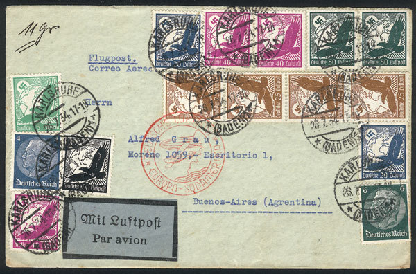 GERMANY Airmail Cover Sent From Karlsruhe To Buenos Aires On 26/JUL/1934 With B - Andere & Zonder Classificatie