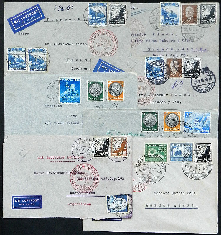 GERMANY 7  Airmail Cover Sent To Argentina Between 1935 And 1941 With Nice Post - Andere & Zonder Classificatie