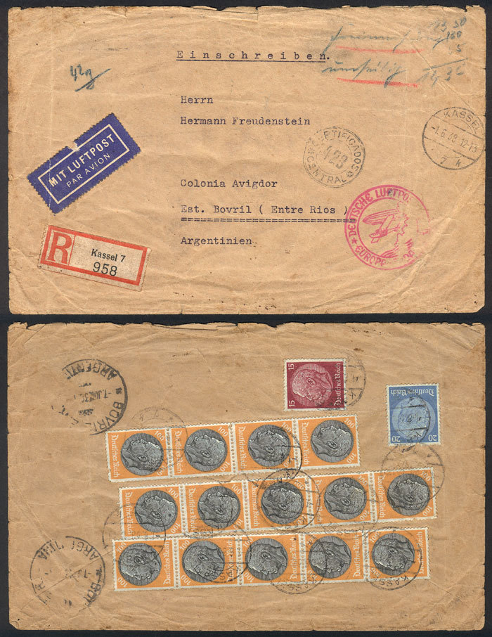 GERMANY Registered Airmail Cover Sent From Kassel To Bovril (Entre Ríos) On 1/J - Andere & Zonder Classificatie