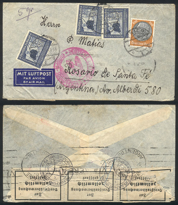 GERMANY Airmail Cover Sent From Frankfurt To Buenos Aires On 6/AU/1938 Franked - Andere & Zonder Classificatie