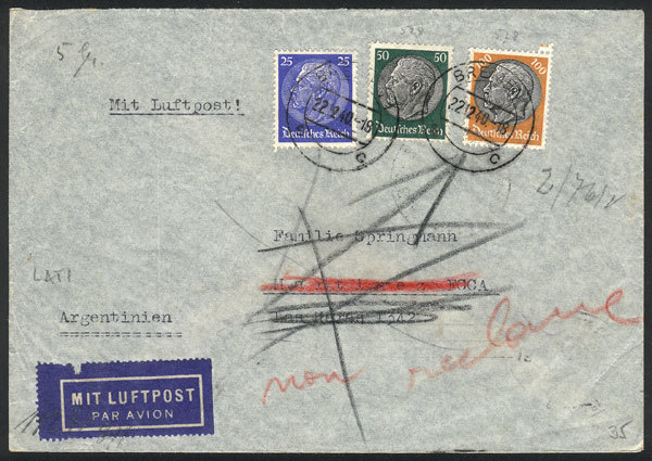 GERMANY Airmail Cover Sent From Bremen To Buenos Aires On 22/DE/1940 Franked Wi - Andere & Zonder Classificatie