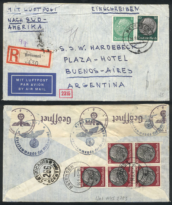 GERMANY Registered Airmail Cover Sent From Bevensen To Buenos Aires On 14/MAY/1 - Andere & Zonder Classificatie