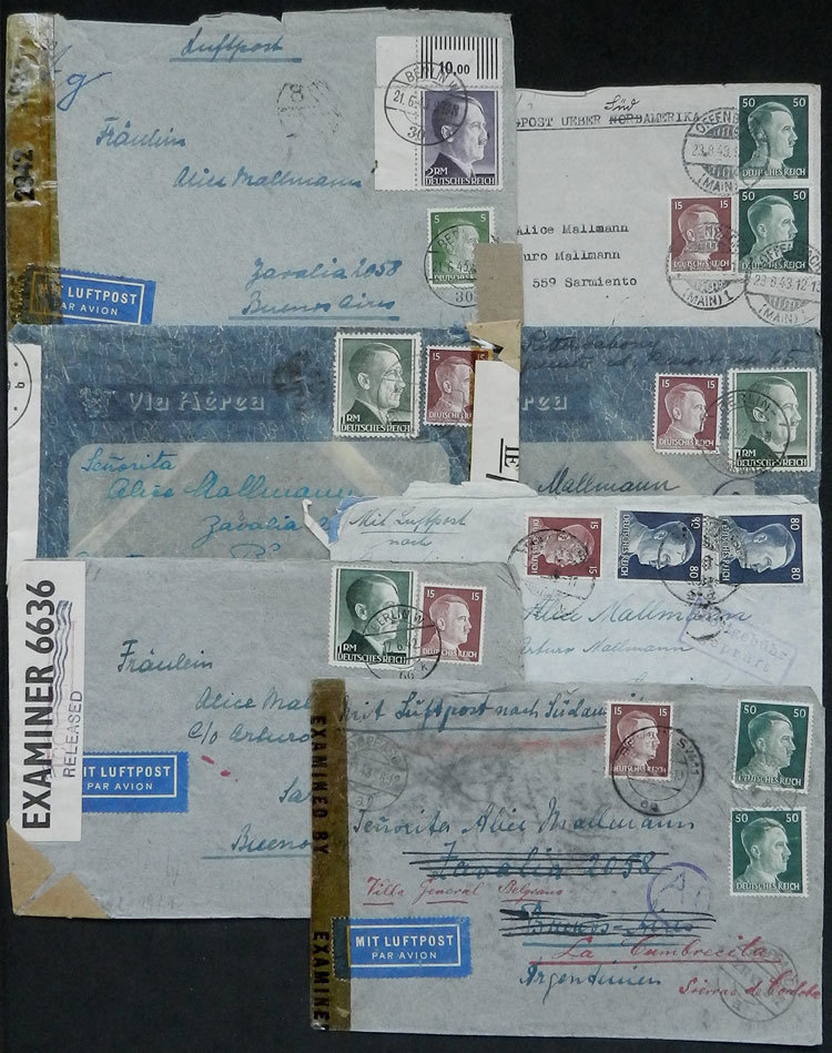 GERMANY 7 Airmail Covers Sent To Argentina In 1942 And 1943 With Handsome Posta - Andere & Zonder Classificatie