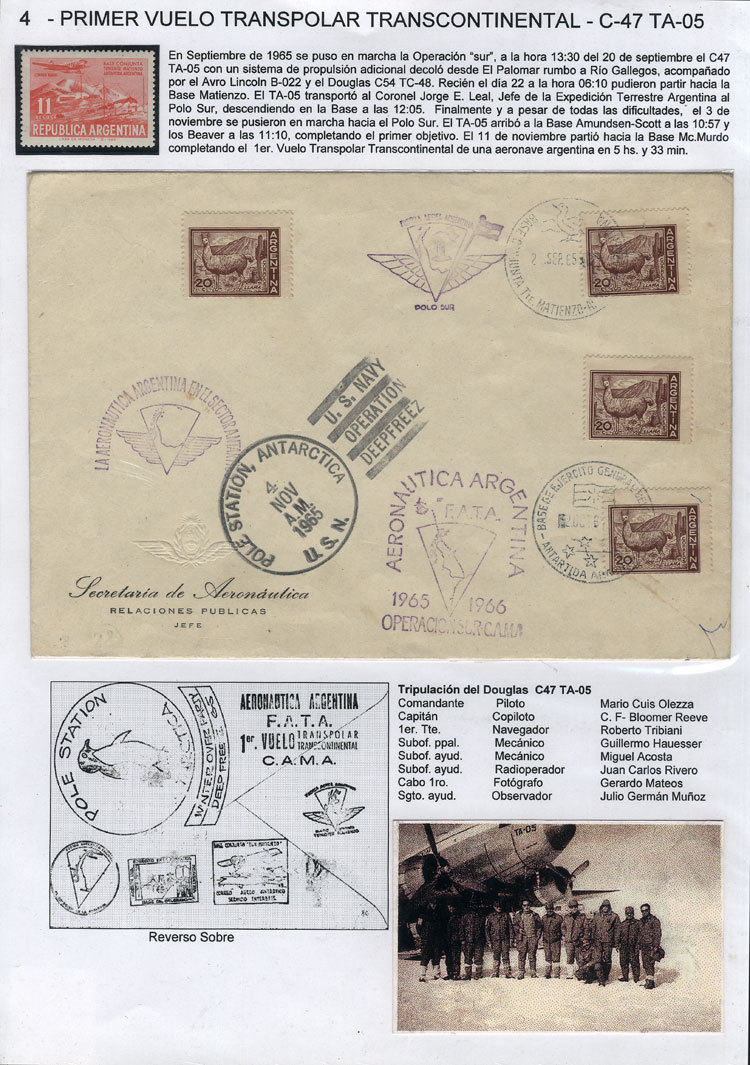 ARGENTINE ANTARCTICA 2/SE/1965: First Transcontinental Transpolar Flight, Rare - Andere & Zonder Classificatie