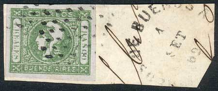 ARGENTINA GJ.16a, 4R. Green Worn Impression, COMPLETE DOUBLE IMPRESSION Variety - Buenos Aires (1858-1864)