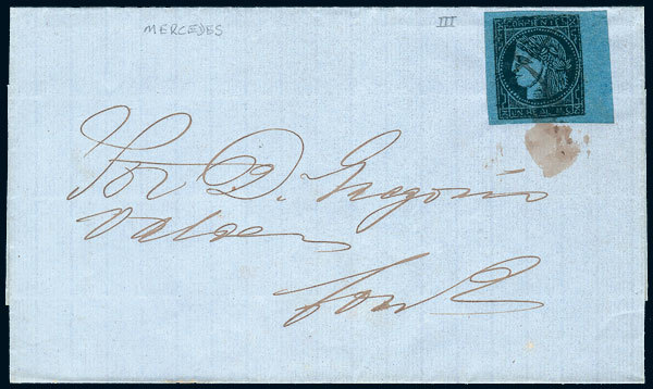 ARGENTINA GJ.1, Type 3, On A Folded Cover To Corrientes With Pen Cancel Of Merc - Corrientes (1856-1880)
