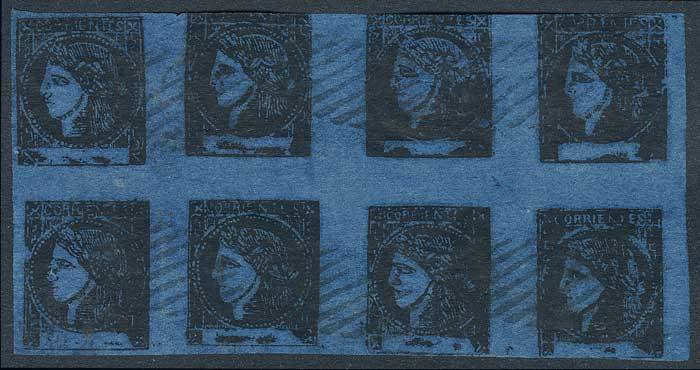 ARGENTINA GJ.7, Dark Blue, Used Block With The 8 Types, Fine Quality, Rare! - Corrientes (1856-1880)
