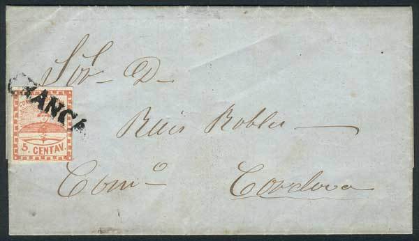 ARGENTINA GJ.1, 5c. Red Franking A Complete Folded Letter Dated 28/JUN/1858, Ti - Ongebruikt