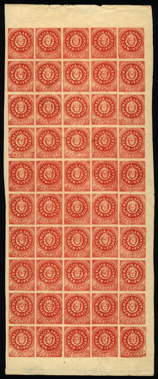 ARGENTINA GJ.15, Lange Reprint, Sheet Of 50 Examples, Excellent Quality! - Autres & Non Classés