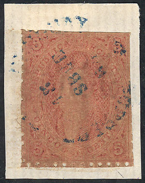 ARGENTINA GJ.20d, 3rd Printing, DIRTY PLATE Var., On Fragment With Blue Rimless - Ongebruikt