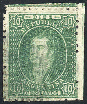 ARGENTINA GJ.21b, 10c. CLEAR Impression, Splendid Example With Huge Margins (wi - Ongebruikt