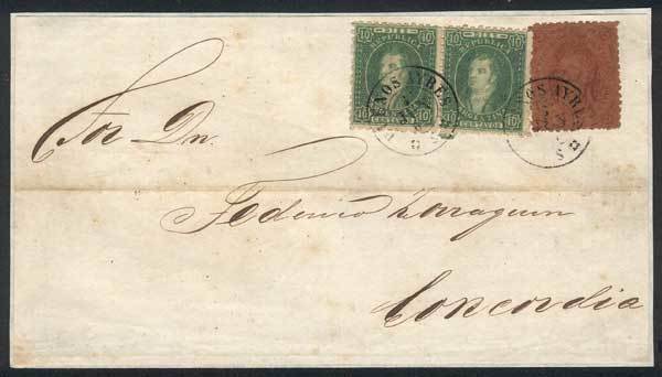 ARGENTINA Front Of Folded Cover Franked With An Example Of 3rd Printing (GJ.20) - Unused Stamps