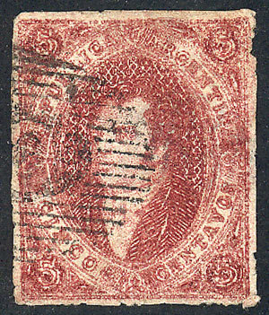 ARGENTINA GJ.26A, 5th Printing, PURPLISH CARMINE, With Nice Black OM Cancel, Su - Neufs