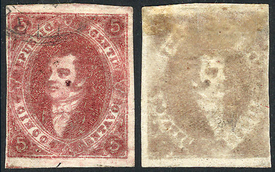 ARGENTINA GJ.34e, 8th Printing, Semi-clear And Very Oily Impression, IVORY HEAD - Neufs
