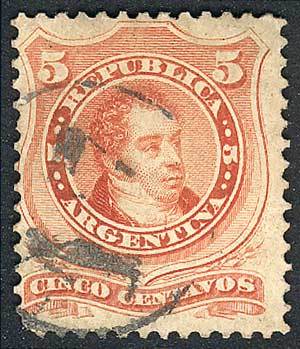 ARGENTINA "GJ.38, With MAILBOX Cancel ""17"" In Circle, VF Quality, Rare!" - Andere & Zonder Classificatie