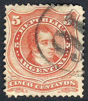 ARGENTINA "GJ.38, With MAILBOX Cancel ""16"" In Circle, VF Quality, Rare!" - Other & Unclassified
