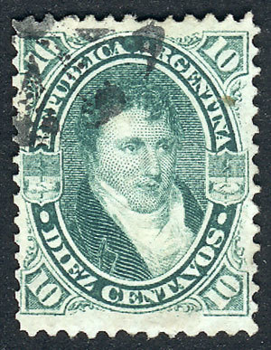 ARGENTINA GJ.39b, 1867 10c. Belgrano, VERTICALLY LAID PAPER, Excellent Quality, - Autres & Non Classés