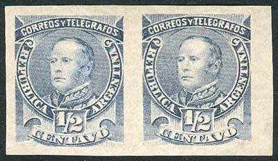 ARGENTINA GJ.97P, ½c. Urquiza, IMPERFORATE PAIR, Excellent Quality! - Andere & Zonder Classificatie