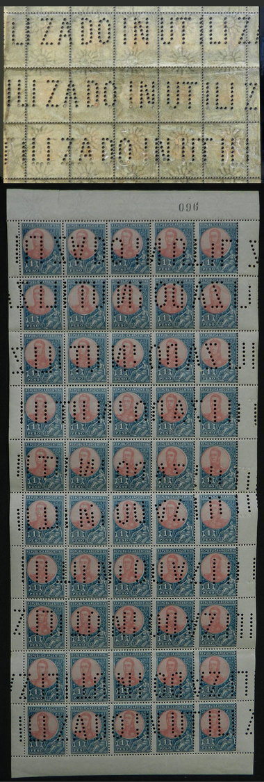 ARGENTINA "GJ.299 + 299b, 1P. San Martín In Oval, Complete Sheet Of 50 With ""I - Andere & Zonder Classificatie