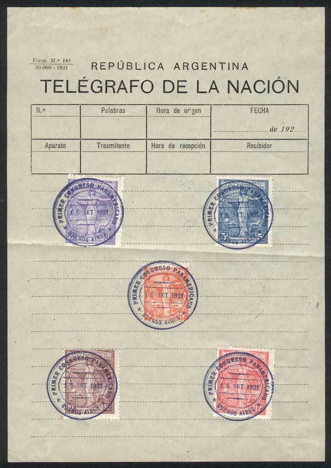 ARGENTINA Telegram Form With The Set GJ.529/32 Issued For The First Panamerican - Andere & Zonder Classificatie