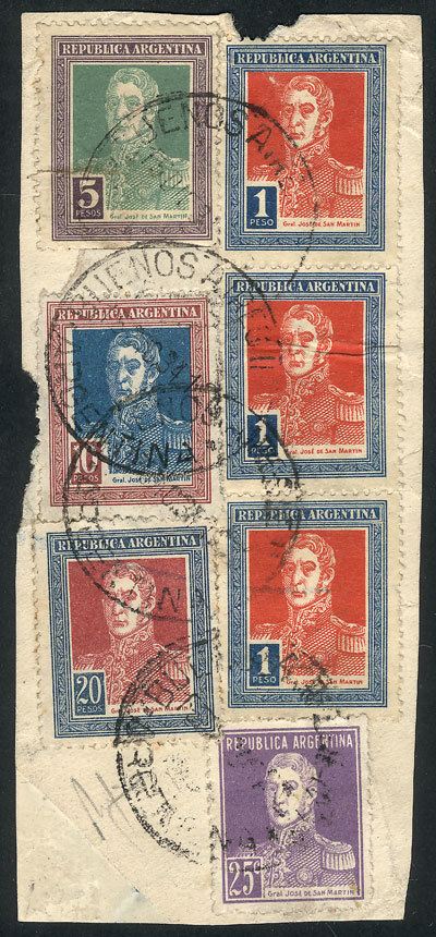 ARGENTINA GJ.589 + Other Values, Fragment With Splending Large Postage Of 38.25 - Andere & Zonder Classificatie