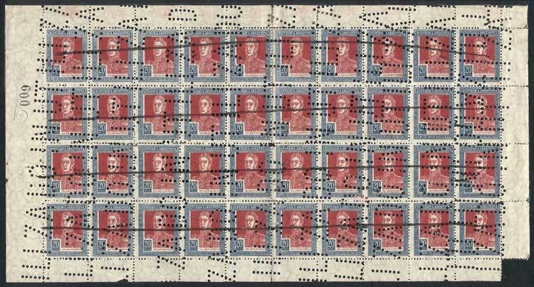 ARGENTINA "GJ.589O, Complete Sheet Of 40 Examples With ""INUTILIZADO"" And Pen - Andere & Zonder Classificatie