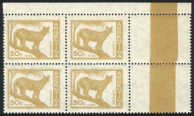 ARGENTINA GJ.1125AaCD, 1959 50c. Puma Printed On Stiff Imported Unsurfaced Pape - Andere & Zonder Classificatie