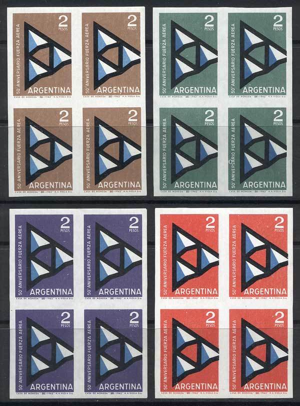 ARGENTINA GJ.1237, 1962 Air Force 50th Anniv., TRIAL COLOR PROOFS: 4 Different - Andere & Zonder Classificatie