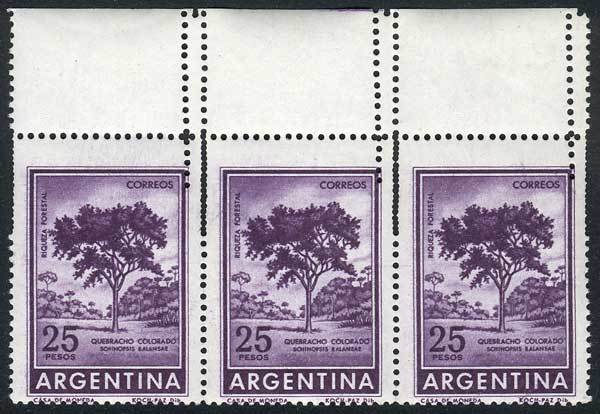 ARGENTINA GJ.1312, 1965/8 25P. Quebracho Tree Printed On Chalky Paper, Strip Of - Andere & Zonder Classificatie