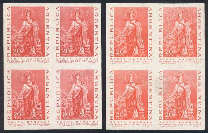 ARGENTINA GJ.1426, 1967 Santa Barbara, Trial Color Proofs, 2 IMPERFORATE BLOCKS - Andere & Zonder Classificatie