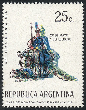 ARGENTINA GJ.1563, 1971 Army Day, With VARIETY: Colors Dramatically Shifted, Fa - Andere & Zonder Classificatie