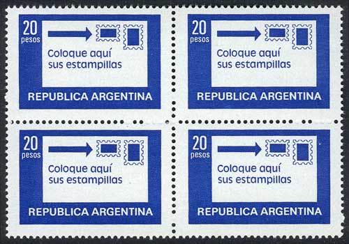 ARGENTINA GJ.1782C, 1977/9 20P. Place Stamps Here, Block Of 4 Printed On Phosph - Andere & Zonder Classificatie