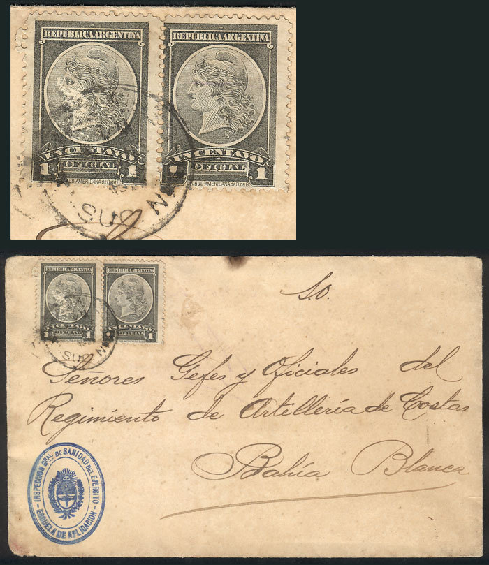 ARGENTINA GJ.35, 1901 1c. Liberty, Pair Franking A Cover Sent To Bahia Blanca, - Dienstzegels