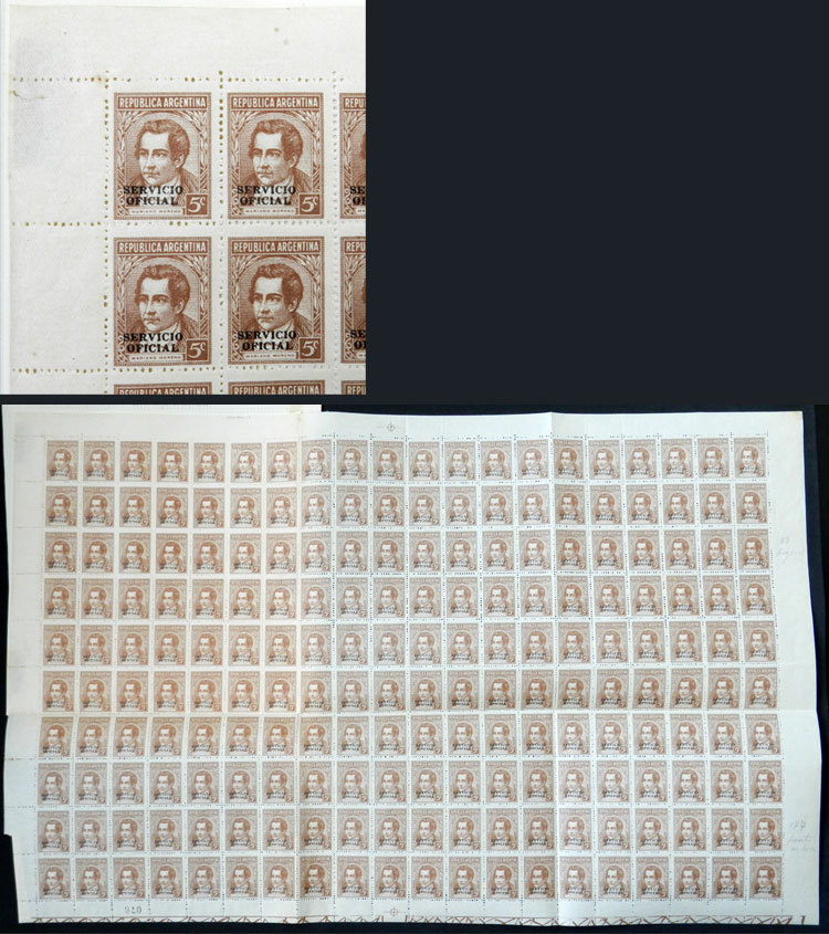 ARGENTINA GJ.661, Complete Sheet Of 200 Examples, Including 2 Varieties In Posi - Dienstzegels