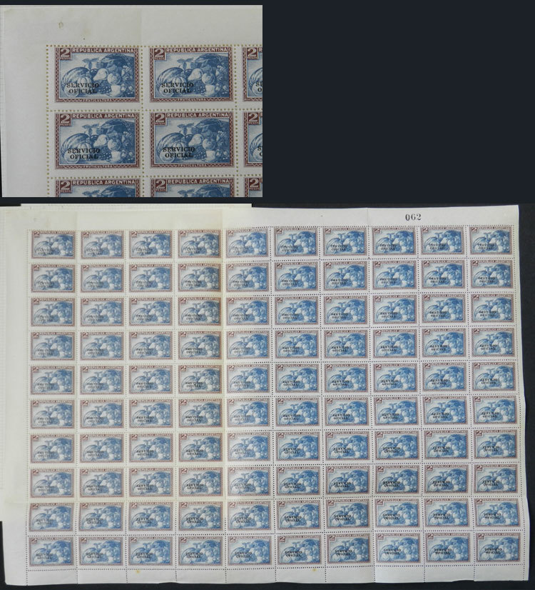 ARGENTINA GJ.667, Complete Sheet Of 100 Examples. Folded And Mounted On Album P - Dienstzegels