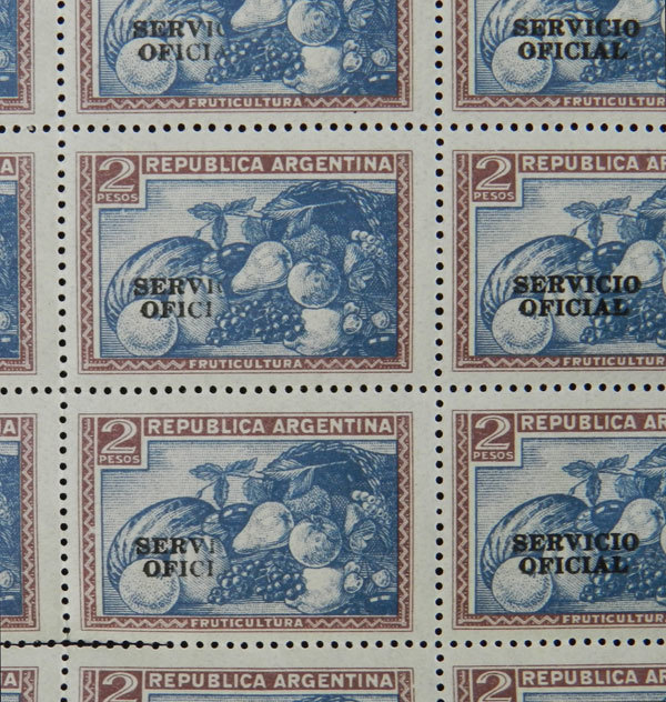 ARGENTINA GJ.667, Complete Sheet Of 100 Examples, Including 8 Stamps With Incom - Dienstzegels