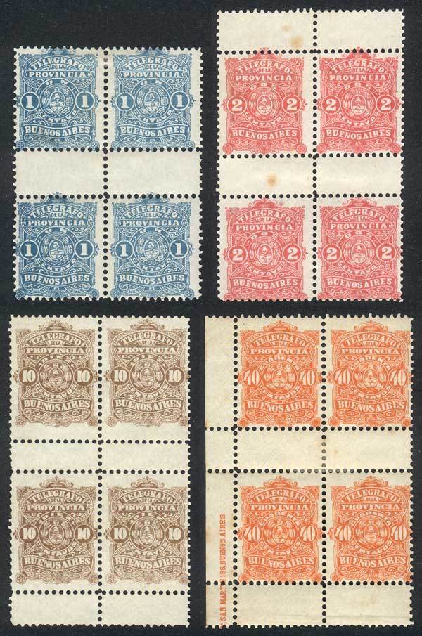 ARGENTINA Province Of Buenos Aires, GJ.46/49, 1888/90 Complete Set Of 4 Values - Telegraafzegels