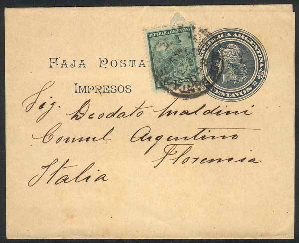 ARGENTINA 2c. Wrapper + GJ.218 (total 3c.) Sent In September 1907 From B.Aires - Andere & Zonder Classificatie
