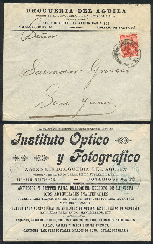 ARGENTINA Cover With Advertising On Front And Reverse: Drugstore, Optical Store - Andere & Zonder Classificatie