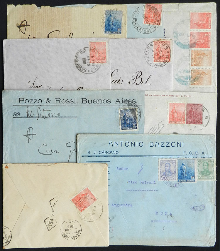 ARGENTINA 7 Covers Sent Overseas Between 1913 And 1915, Franked With Stamps Of - Andere & Zonder Classificatie