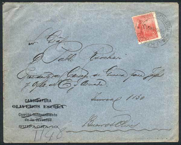 ARGENTINA Cover Franked By GJ.342, Sent To Buenos Aires On 9/MAR/1913, With The - Andere & Zonder Classificatie